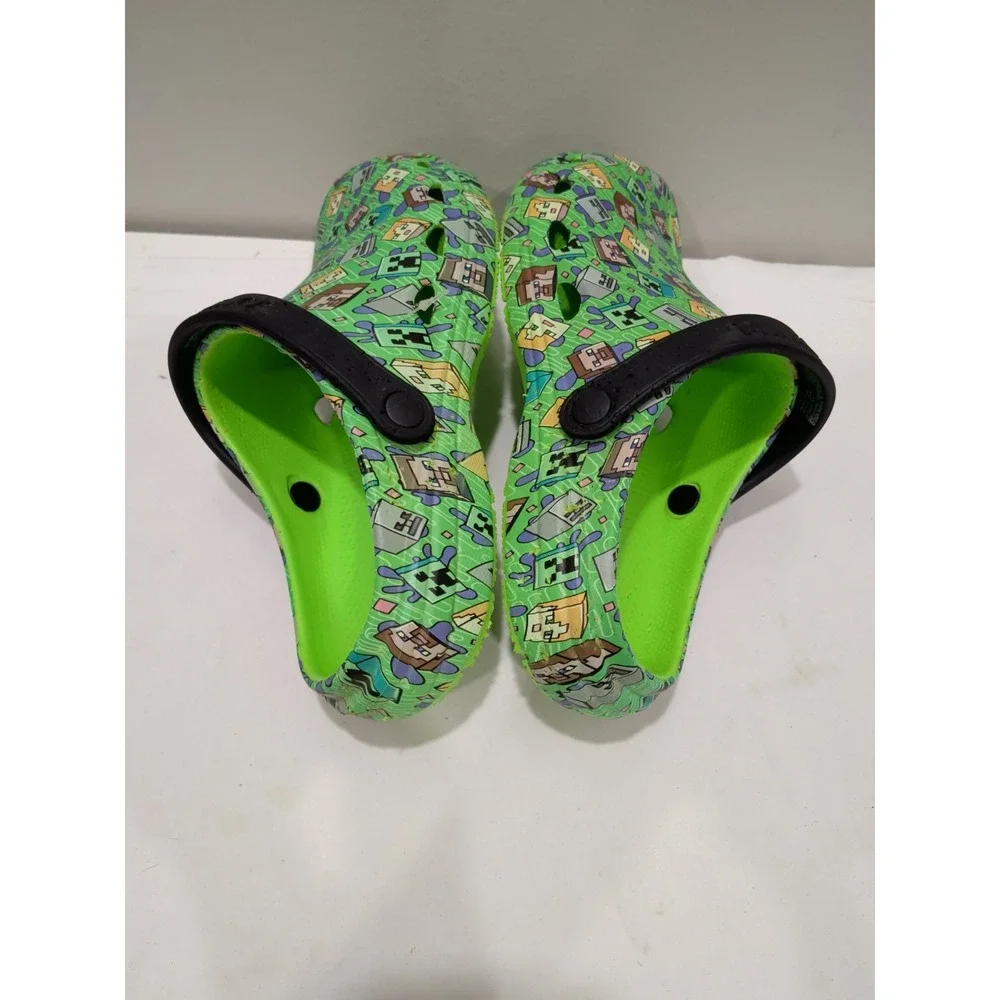 Minecraft Clogs Men's 6 Green Good Condition Character Print Slip On Shoes